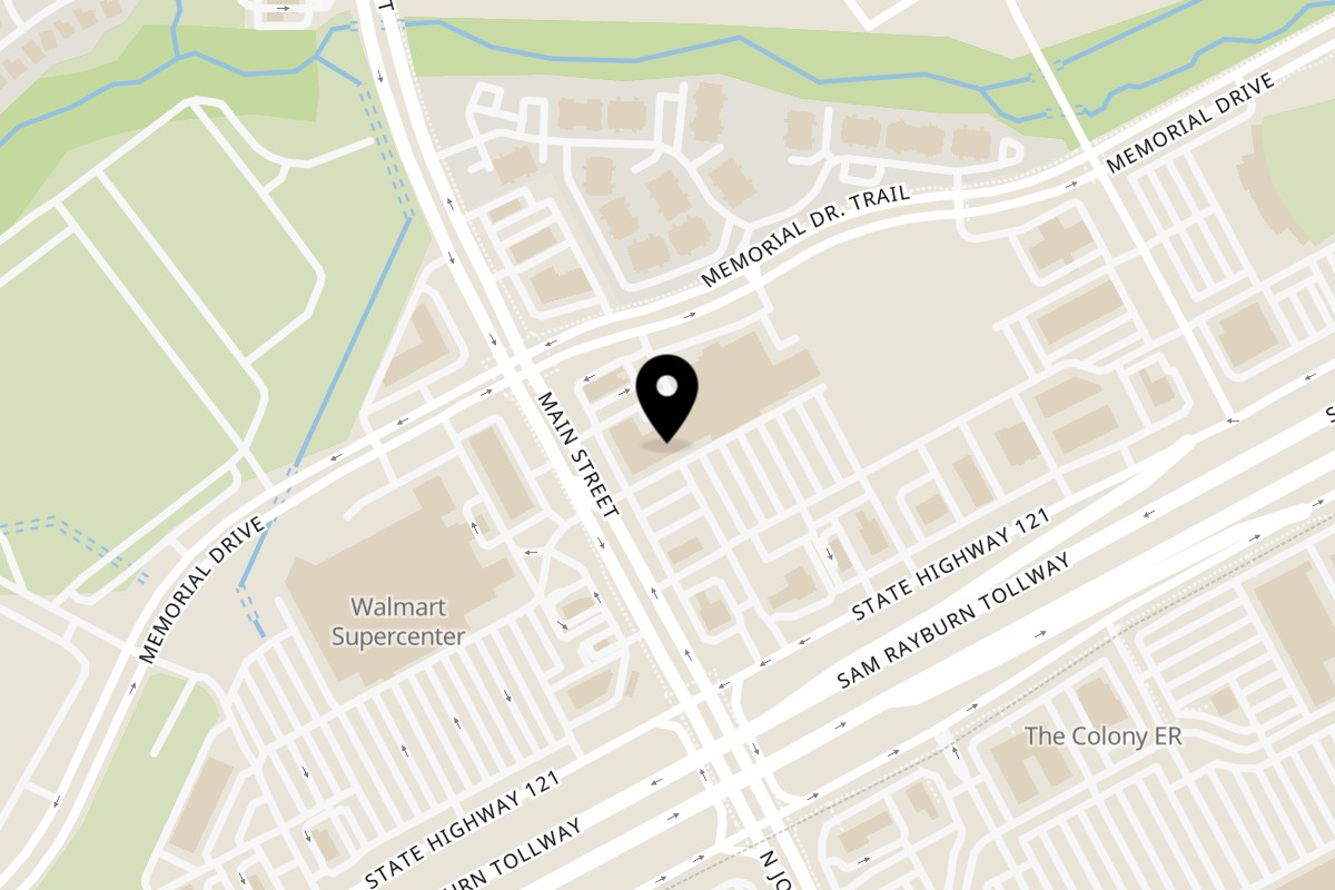 Map showing the location of Amore Pasta & Pizza The Colony on 4709 State Hwy 121 suite 118 in The Colony